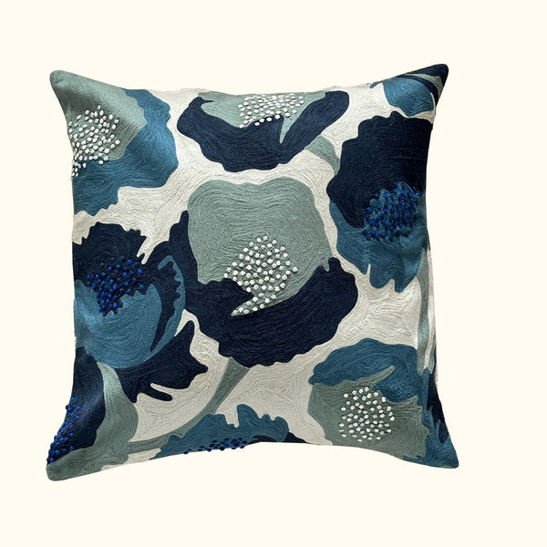 Bleu Botany Pillow - 22" x 22" - Wilson Lee