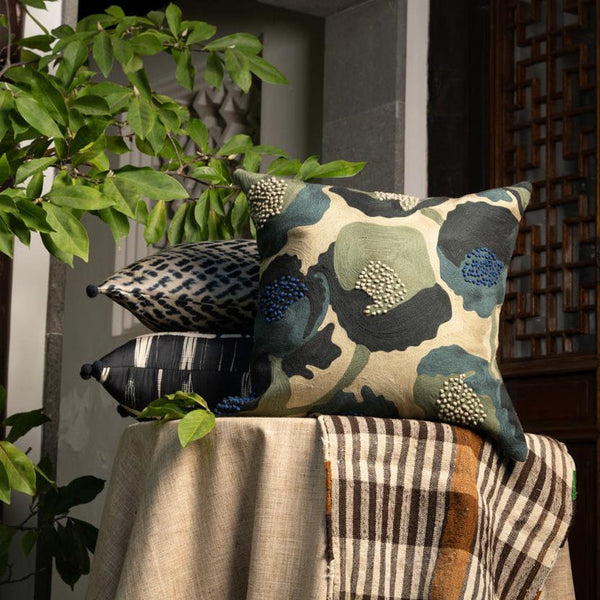 Bleu Botany Pillow - 22" x 22" - Wilson Lee