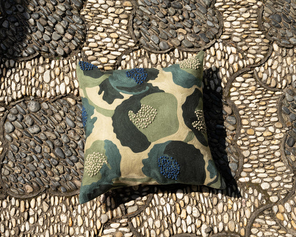 Bleu Botany Pillow - 22" x 22" - Wilson Lee
