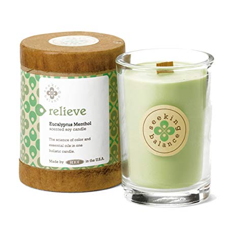 Relieve Eucalyptus Mentol Scented Soy & Essential Oil Candle (6.5oz) - Wilson Lee
