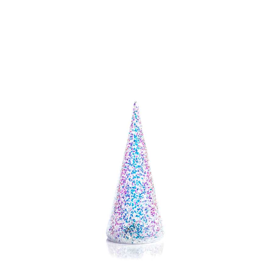 Lighted White Christmas Tree with Sparkles 8"