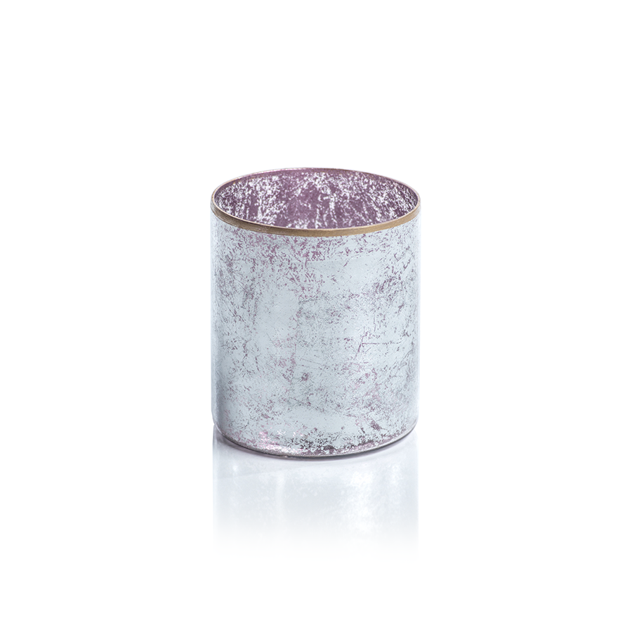 Pink and Silver with Gold rim votive