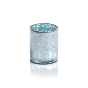 Blue and Silver Votive with Gold Rim