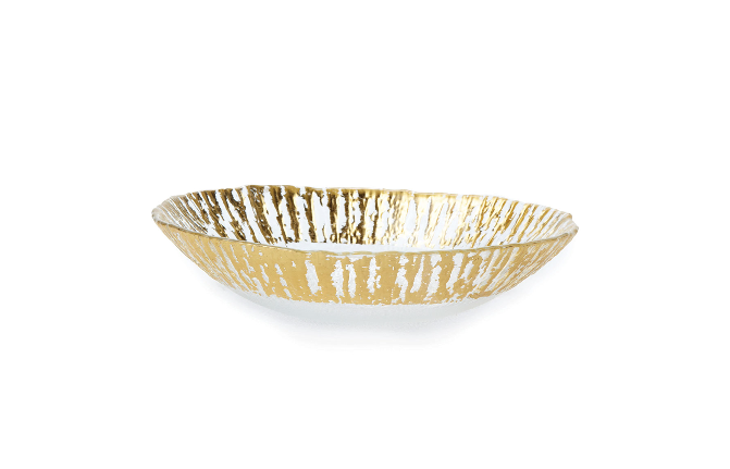 Rufolo Glass Oval Gold Medium Serving Dish - Wilson Lee