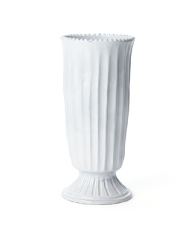 Incanto White Stirpped Footed Vase - Wilson Lee