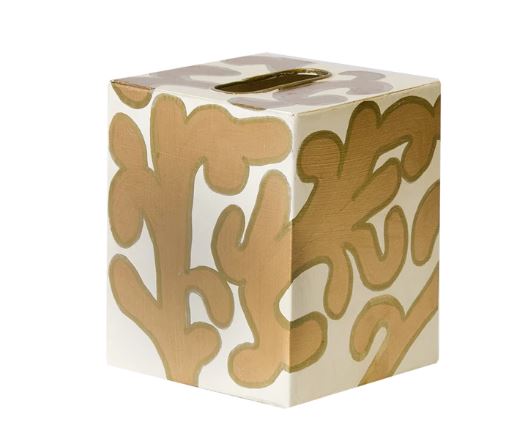 Gold Wastebasket and Tissue Box Cover - Wilson Lee