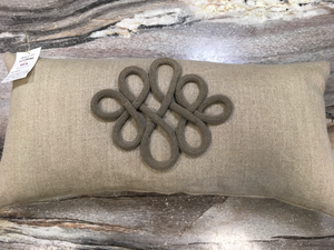 Imperial Linear Taupe Crest Pillow - Wilson Lee