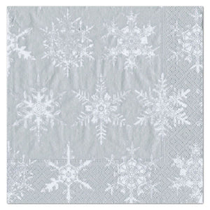 Cocktail Napkin Falling Snow Silver - Wilson Lee