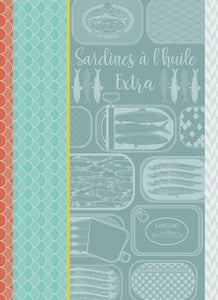 Sardines a l'Huile Tea Towel in Turquoise - Wilson Lee