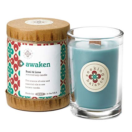 Awaken Basil & Lime Scented Soy & Essential Oil Candle (6.5oz) - Wilson Lee